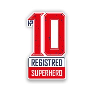 HP 10 Registred Superhero Sticker